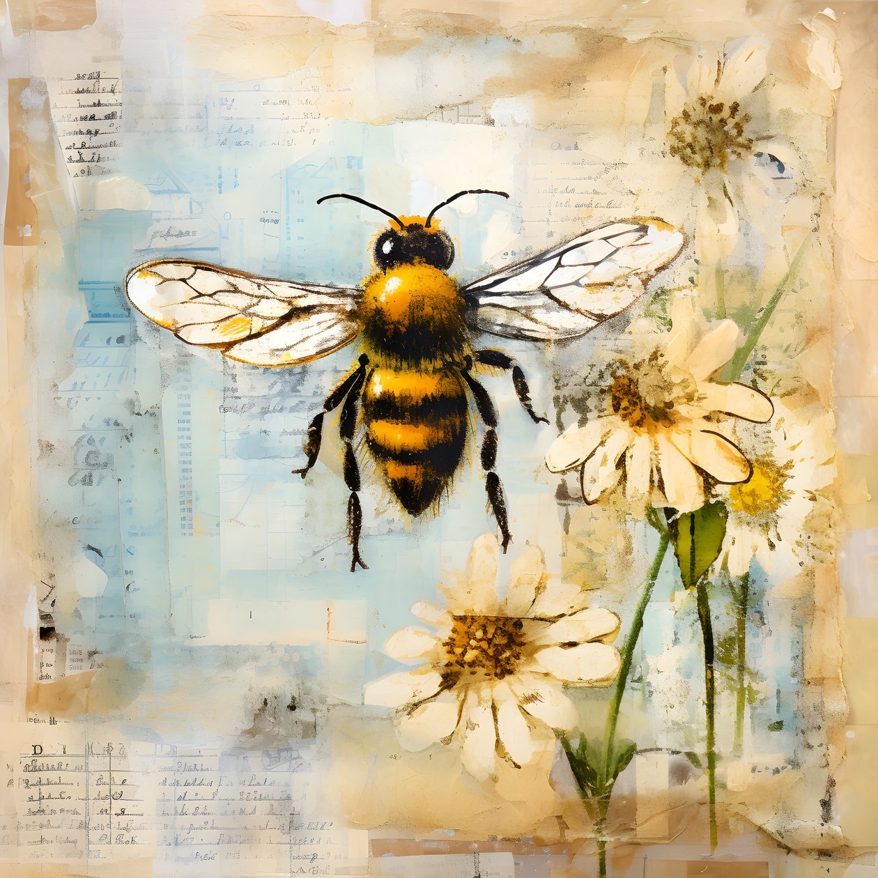 eine Bienen-Illustration in Pastell-Impasto-Öltechnik 3 alkotó: Kurt Heppke