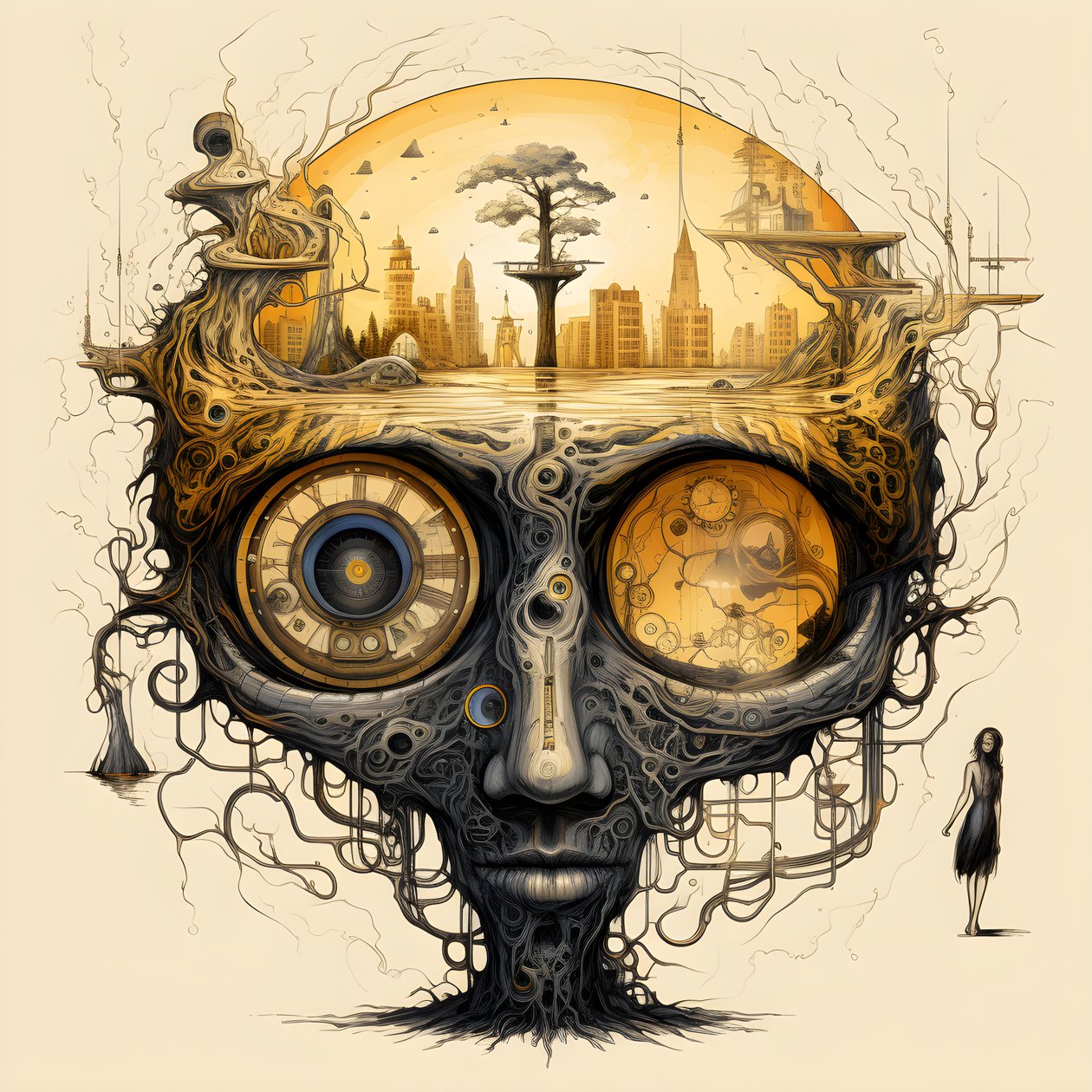 leonardo davinci koncepció vázlat album artwork egy fa gyökere, amely a földből nő ki, és úgy emelkedik az égbe, mint a bubi és a babszár 1 alkotó: Kurt Heppke