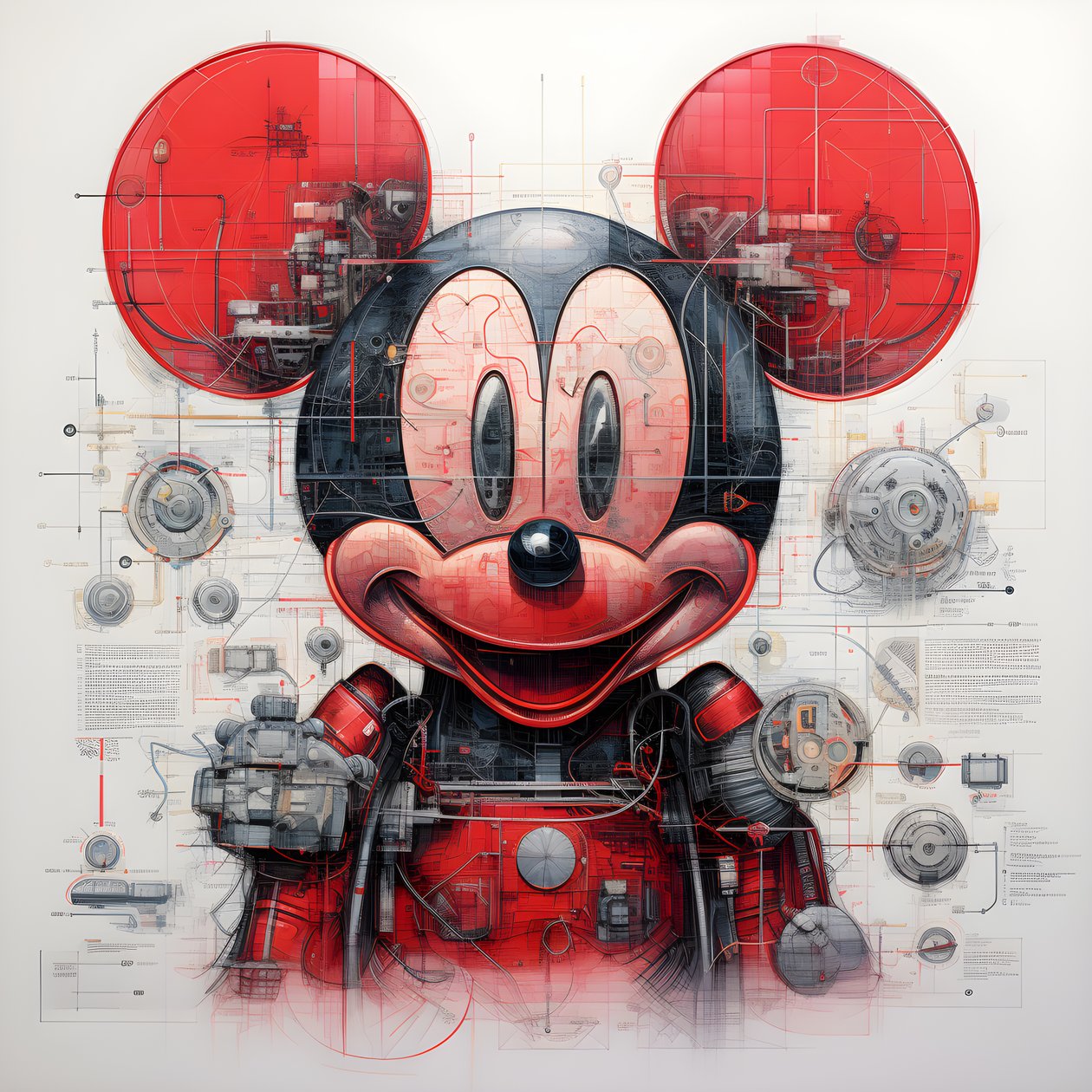 A Cyberpunk Mickey Mouse 3 műszaki rajzai alkotó: Kurt Heppke