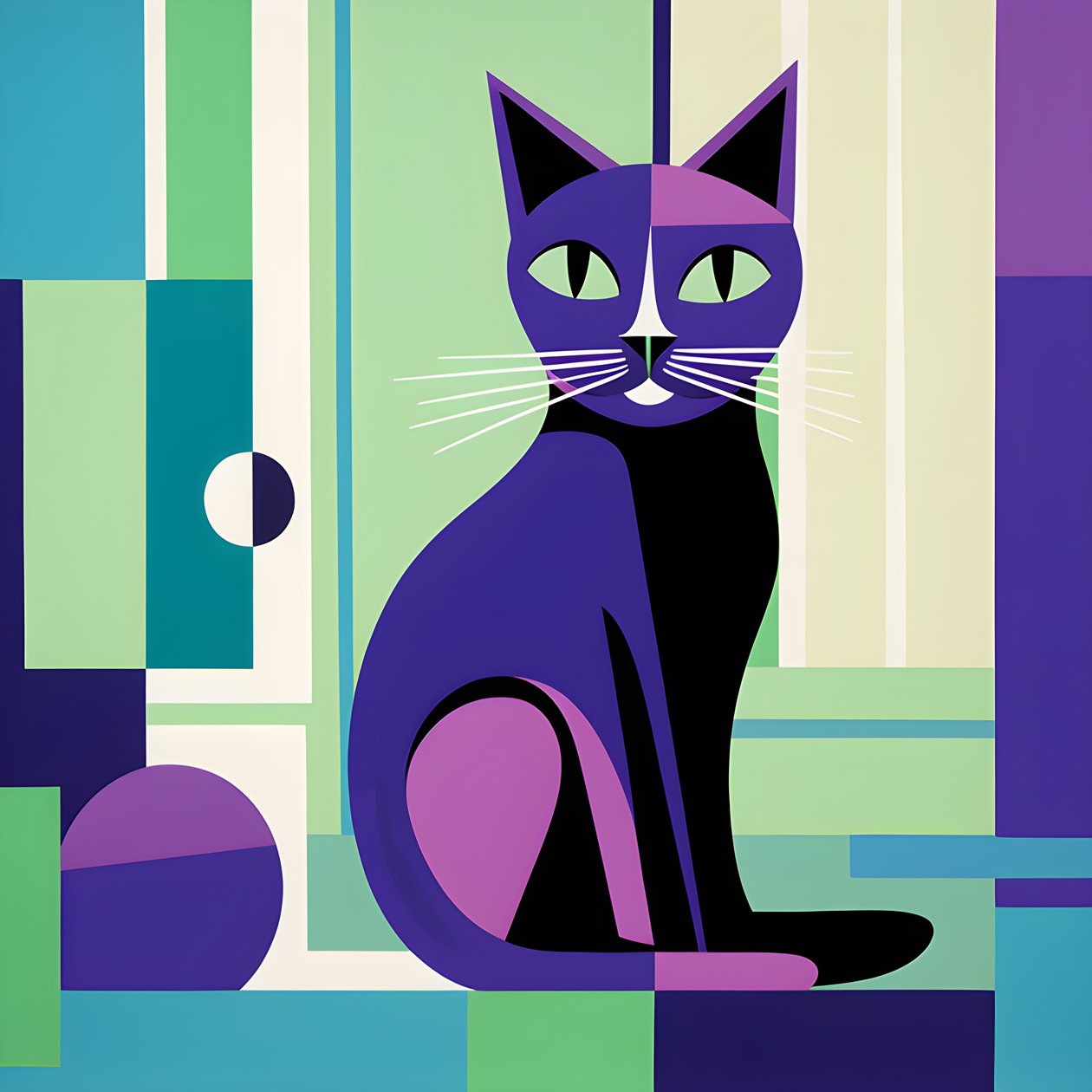 um einen auffaelligen Kontrast zu schaffen, sitzt silberne Katze Inhalt im Stil der modernistischen klaren Linien 3 alkotó: Kurt Heppke