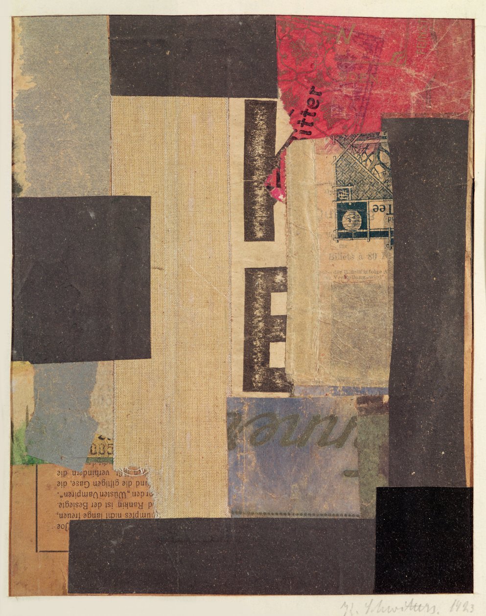 Kollázs, 1923 alkotó: Kurt Schwitters