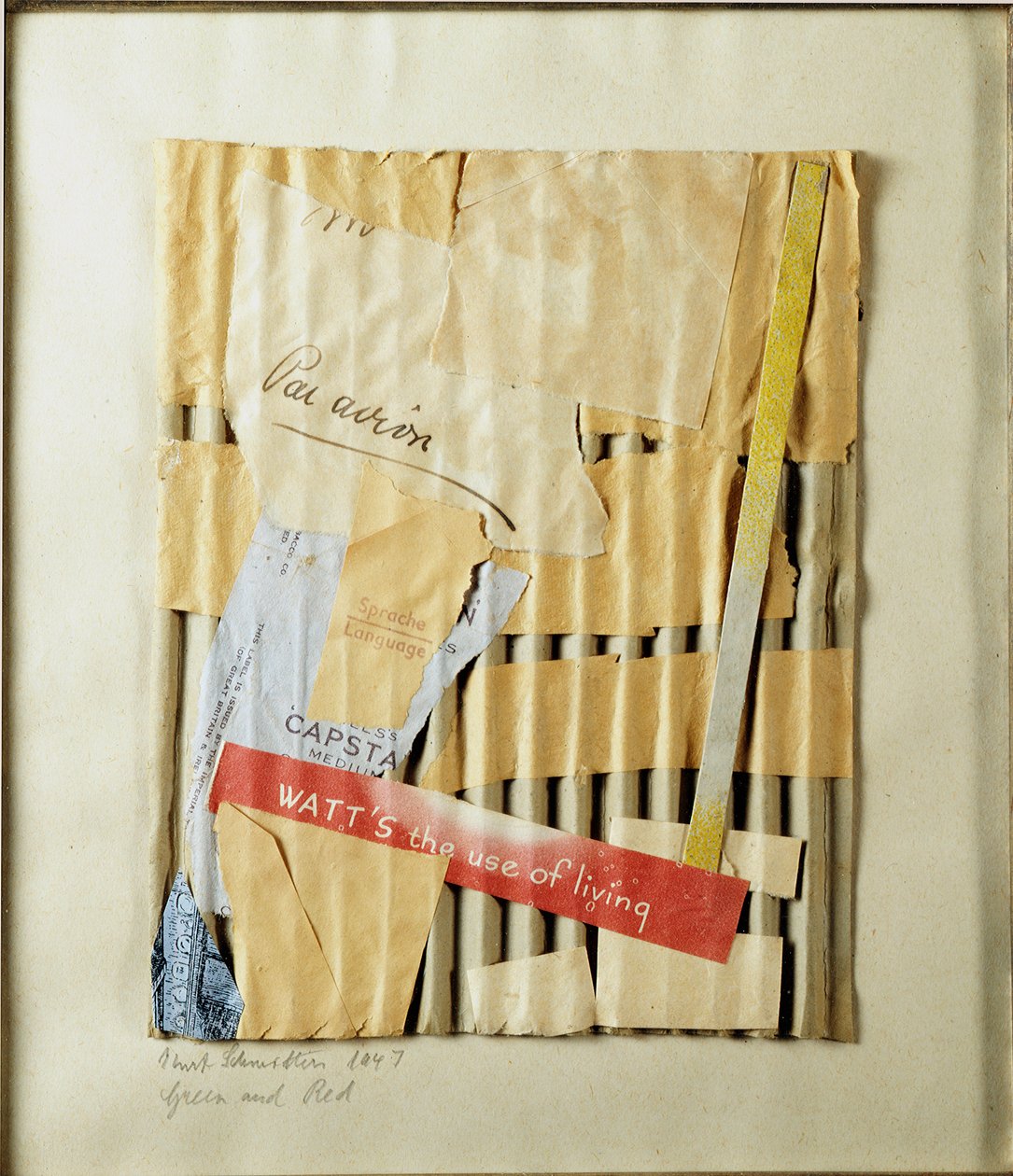 Kurt Schwitters (1887-1948) zöld és piros (zöld és piros) kollázsa, 1947-es magángyűjtemény alkotó: Kurt Schwitters