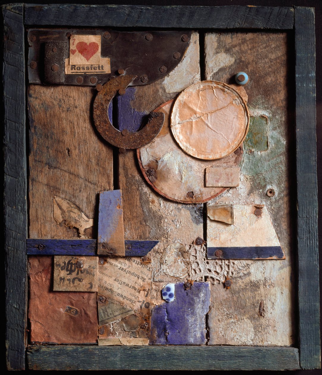 Merzbild Rossfett Kurt Schwitters fa- és festészeti összeállítása (1887-1948) 1918-1919 Genf, Művészeti és Történeti Múzeum alkotó: Kurt Schwitters