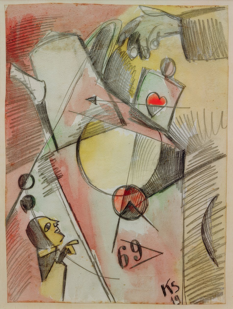 N Akvarell 1. (A szív a cukortól a kávéig) alkotó: Kurt Schwitters