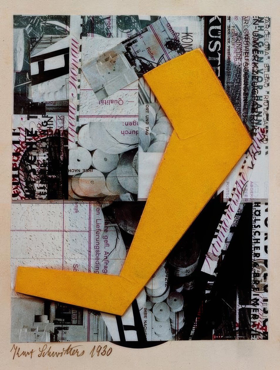 Névtelen (sárga formával) alkotó: Kurt Schwitters
