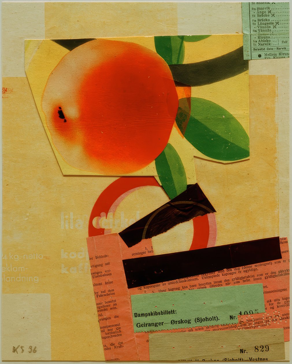 Cím nélkül (piros almával) alkotó: Kurt Schwitters