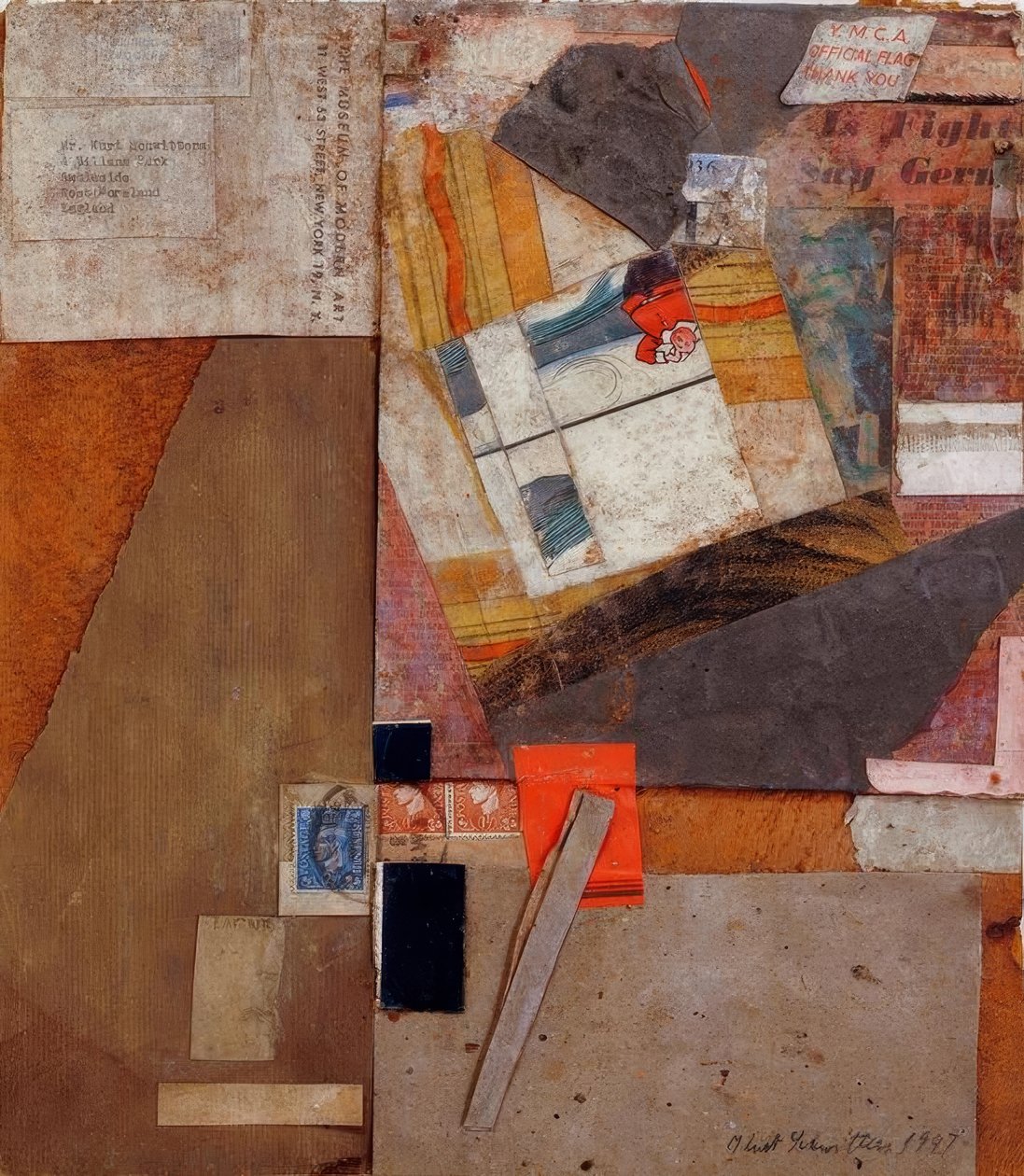 Ohne Titel (Y.M.C.A. hivatalos zászló, köszönöm) alkotó: Kurt Schwitters