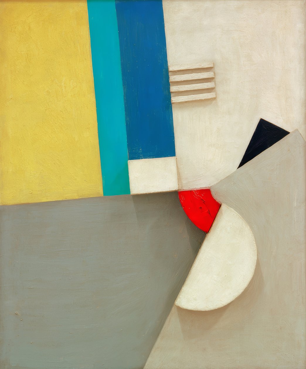 Dombormű piros szegmenssel alkotó: Kurt Schwitters