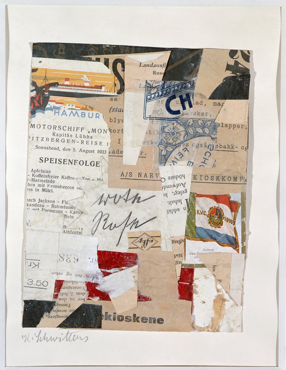 A vörös rózsa, 1933-34 körül alkotó: Kurt Schwitters