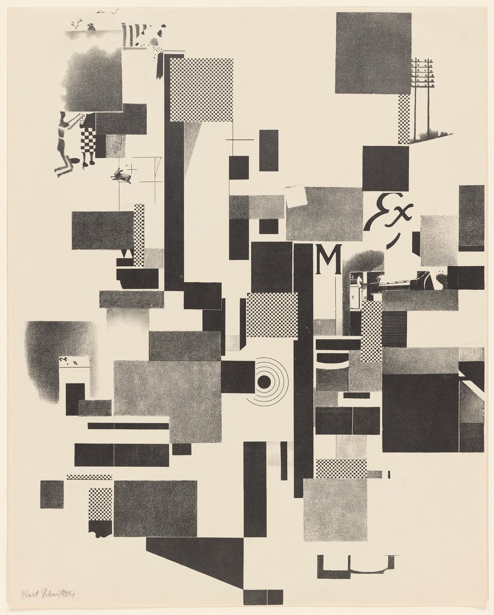 Cím nélkül, 6. 2. a portfólióból Merz 3. Kurt Schwitters 6 litográfia. Merz mappa. A Merz kiadó első portfóliója (Merz 3. Kurt Schwitters 6 lithos. Merz Portfolio. First Portfolio of the Merz Publisher) alkotó: Kurt Schwitters