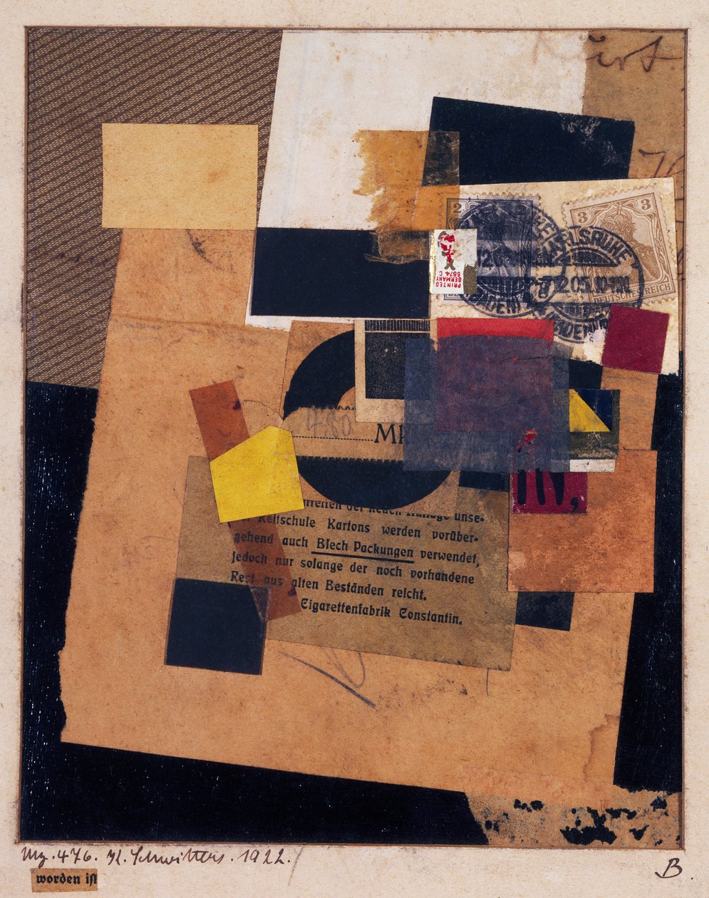 "Worden is" 1922 (kollázs) alkotó: Kurt Schwitters
