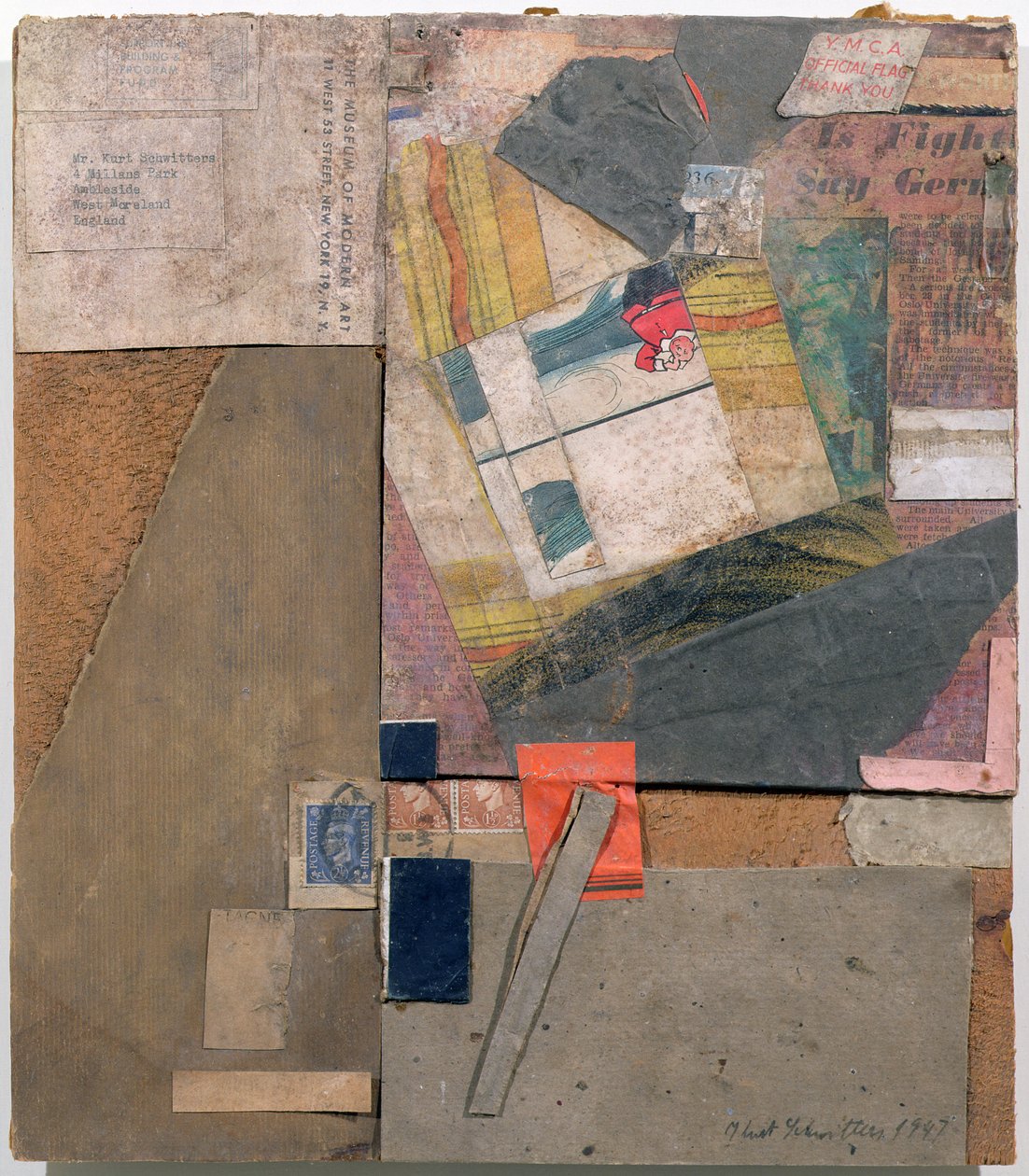 YMCA zászló, köszönöm, Ambleside, 1947 alkotó: Kurt Schwitters
