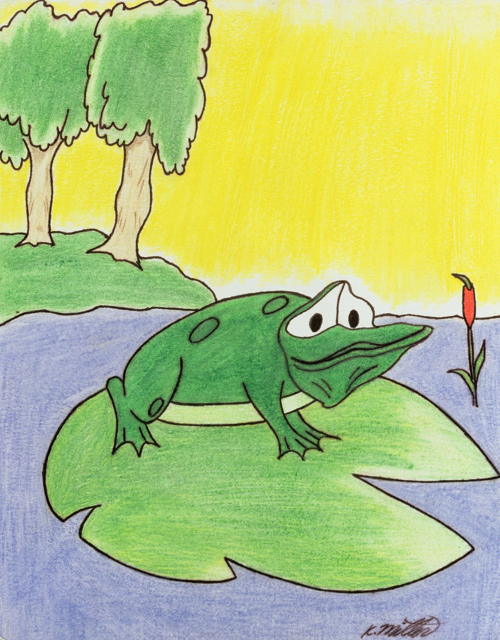 Lily Pad Frog, 2005 (színes ceruza, papír) alkotó: Kurtis L. Miller