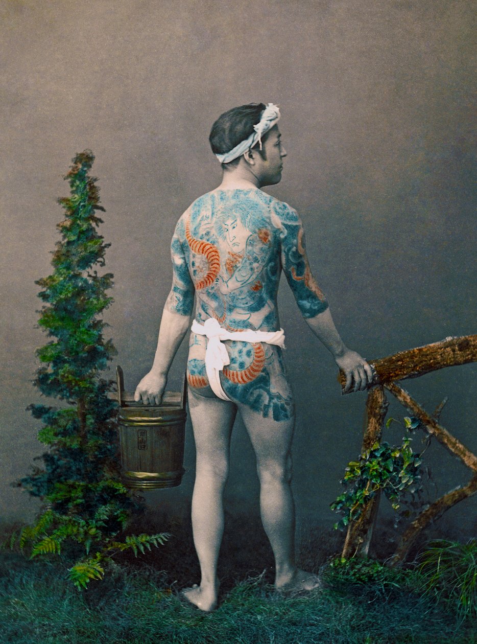 Tetovált vőlegény, 1890 körül alkotó: Kusakabe Kimbei