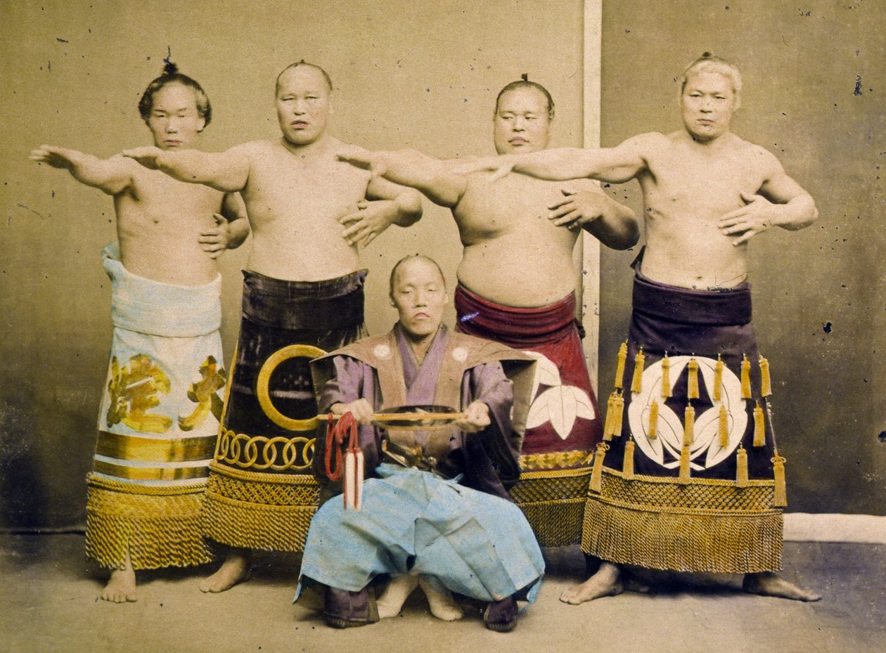 Szumóbirkózók, 1877 körül alkotó: Kusakabe Kimbei