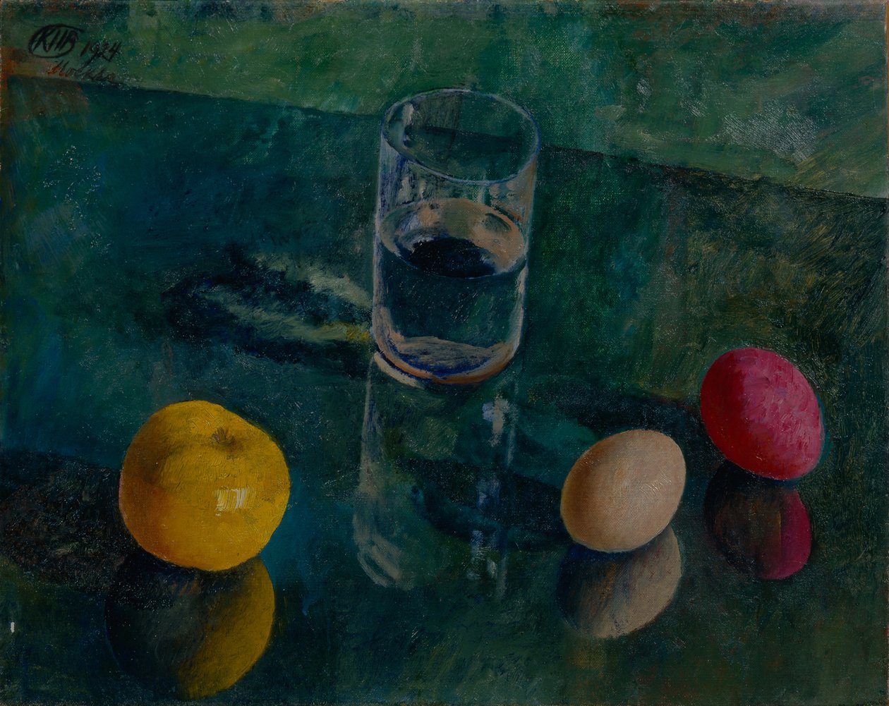 Csendélet zöld háttérrel, 1924 alkotó: Kuzma Sergeevich Petrov Vodkin
