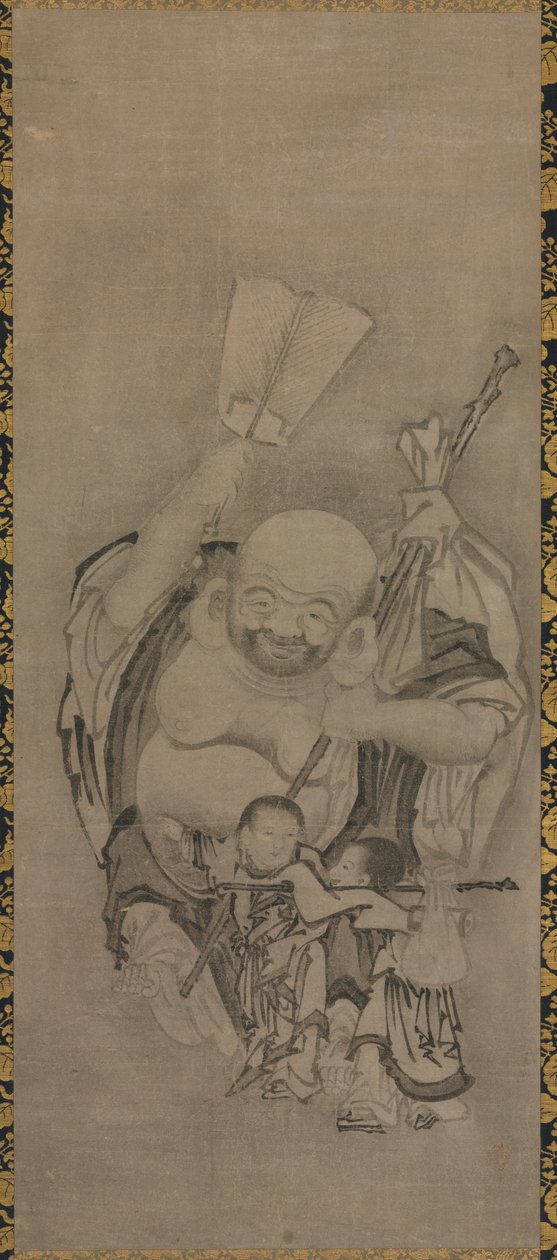 Hotei a taoista halhatatlanokkal: Hotei, c. 1575-1600. alkotó: Kyūseki Tomonobu