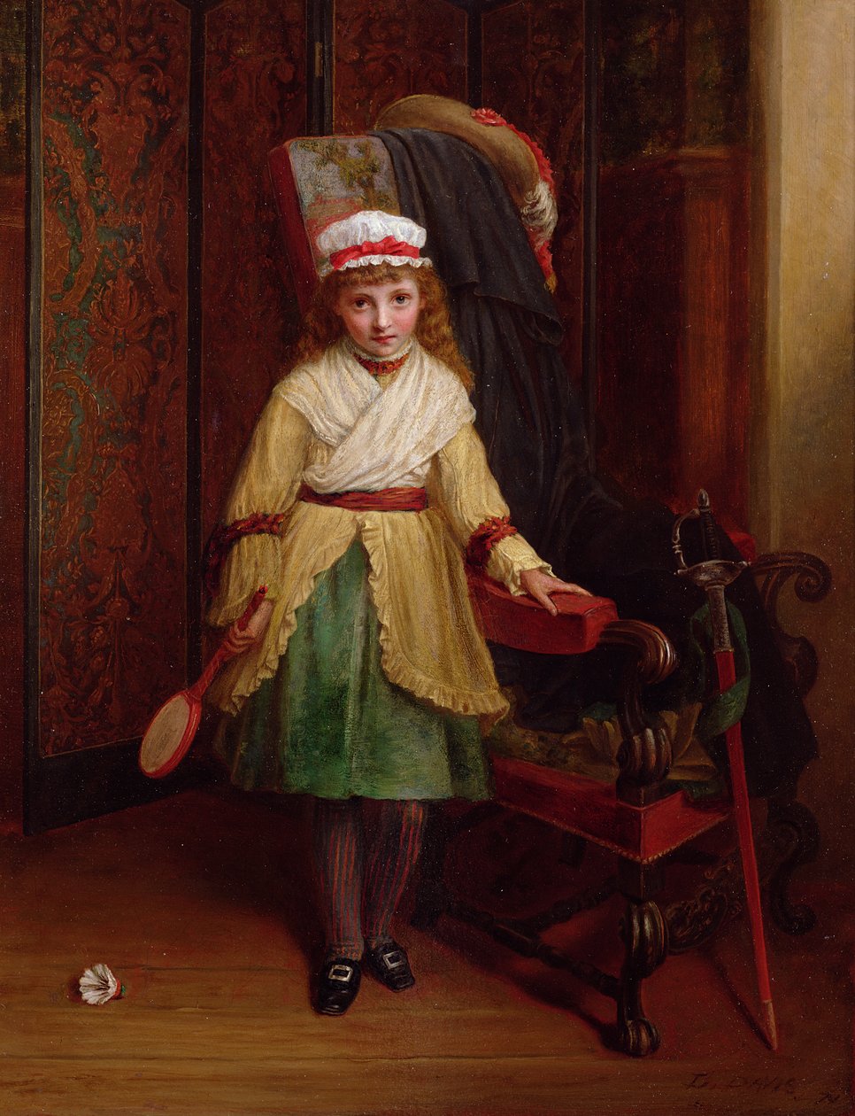 The Shuttlecock Player, 1874 (olaj) alkotó: L. Davis