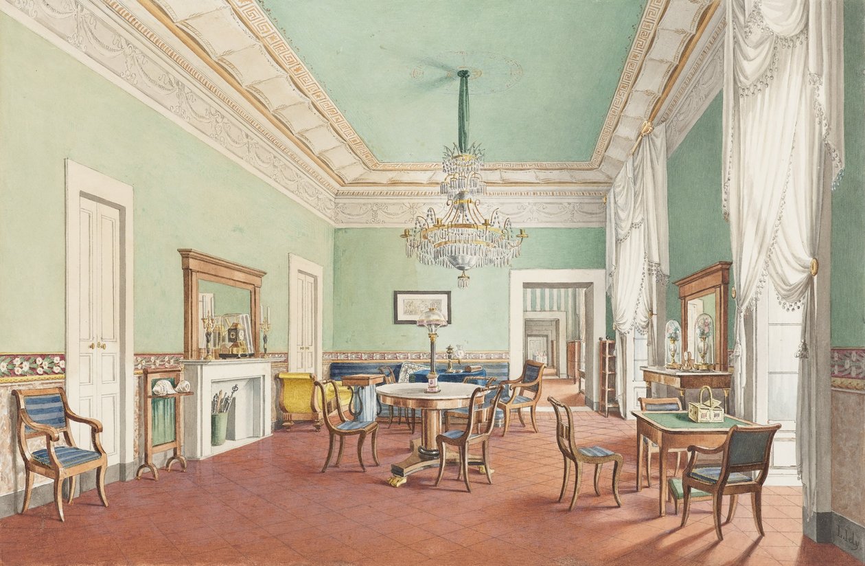 Szalon a Palazzo Satriano -ban, Nápolyban alkotó: L. Iely