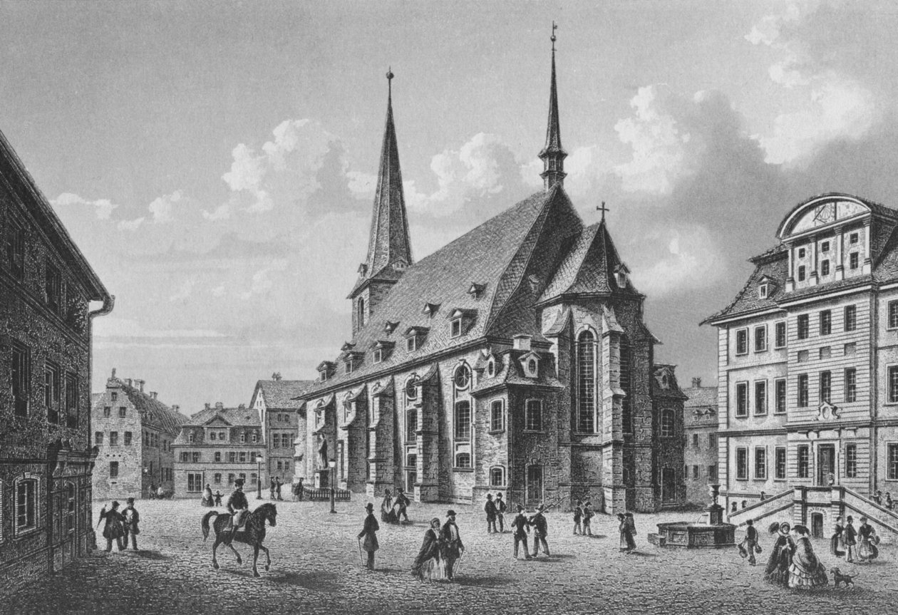 Herderplatz délkeletről, acélmetszet alkotó: L. Oeder