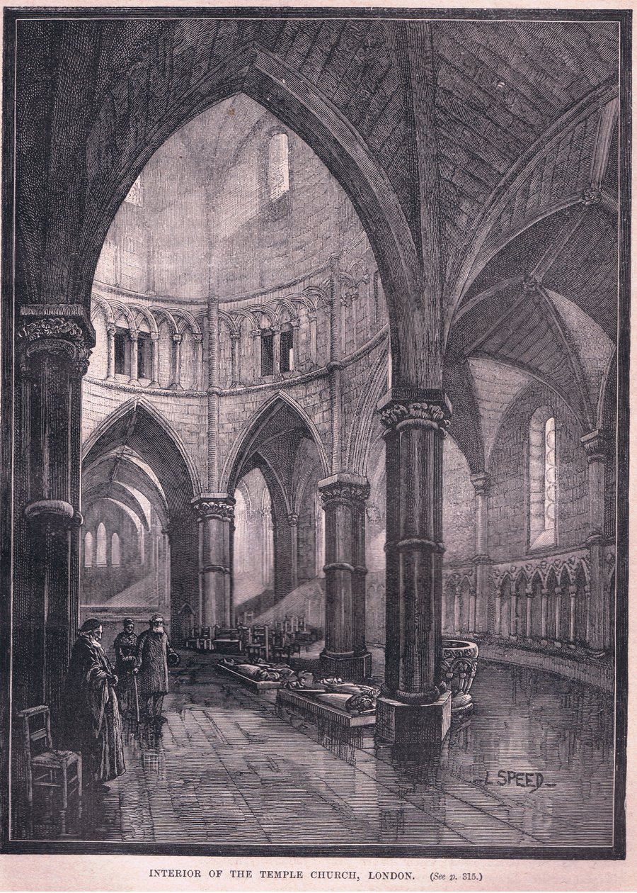 A Temple Church belseje, London alkotó: L. Speed