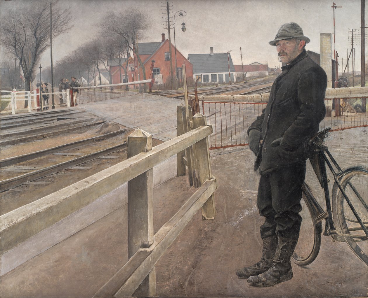 A vonatra várva. Szintbeli kereszteződés a roskildei autópálya mellett alkotó: Laurits Andersen Ring