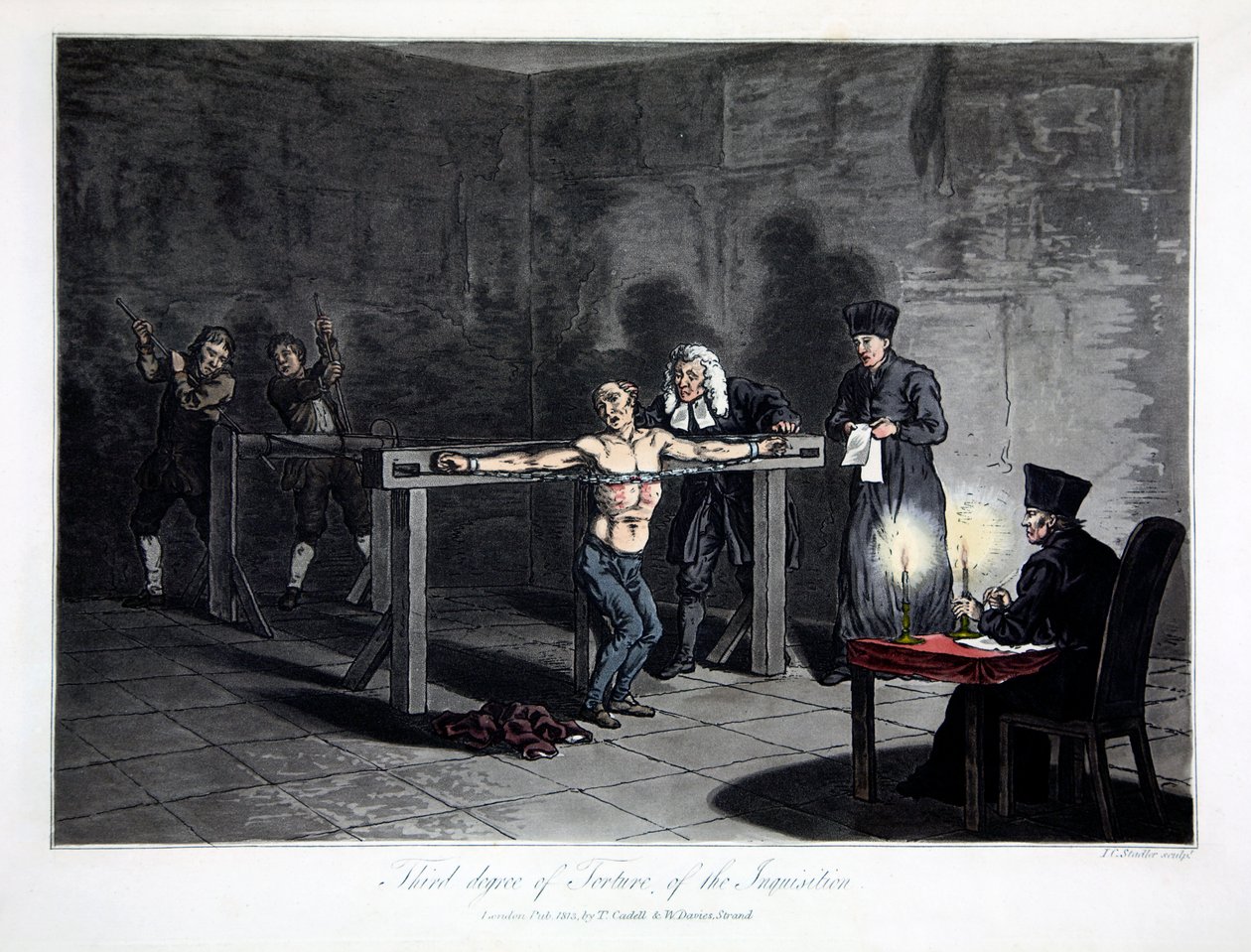 „Az inkvizíció kínzásának harmadik foka”, 1813. alkotó: LC Stadler