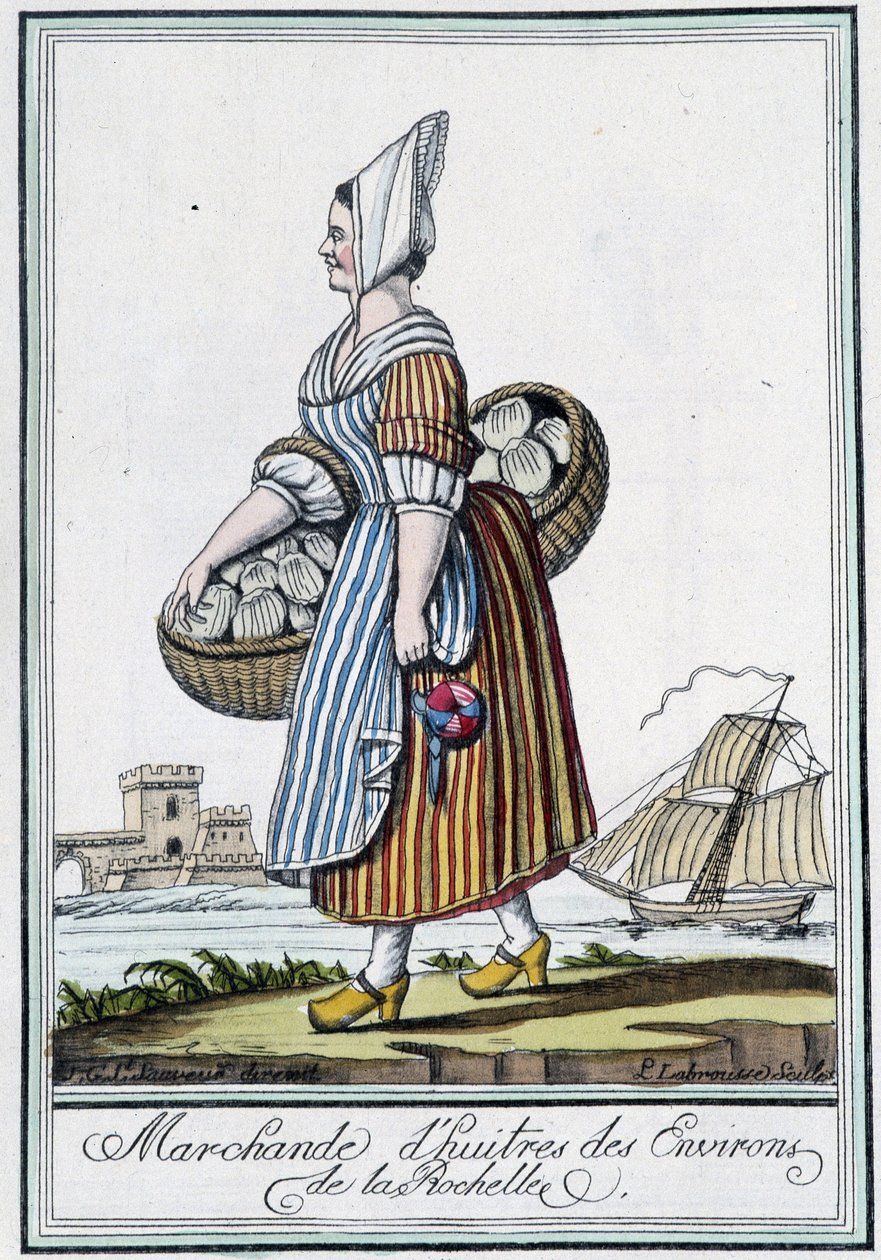 Osztrigakereskedő La Rochelle környékén (Charente Maritime) – J. Grasset St Sauveur, Deron, Párizs „” Travel enciklopédiájában” alkotó: L.F. Labrousse