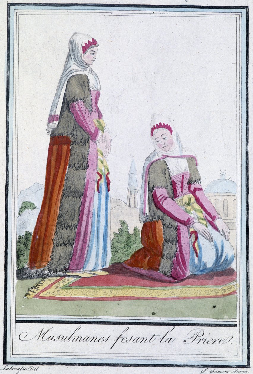 Muszlimok imában – J. Grasset St Sauveur „” Encyclopédie des voyages” című kötetében, szerk. Deroy, Párizs alkotó: L.F. Labrousse