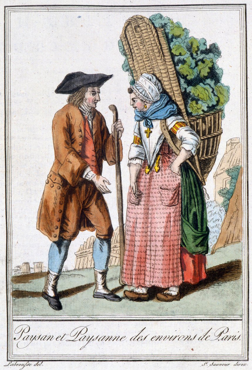 Párizs parasztja és parasztja – J. Grasset St Sauveur, Deron, Párizs „” Utazások enciklopédiájában” alkotó: L.F. Labrousse