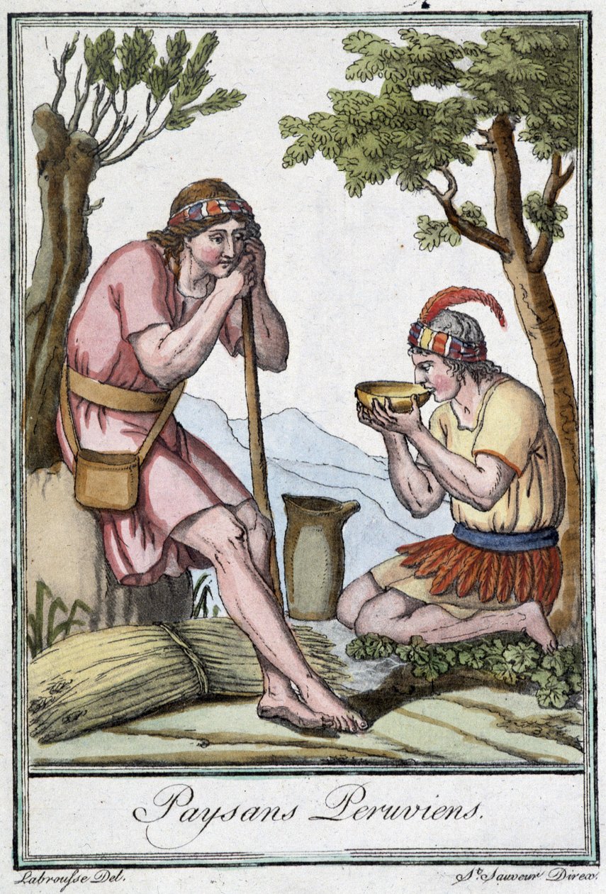 Perudian parasztok – J. Grasset St Sauveur „” Utazások enciklopédiájában”, szerk. Párizs alkotó: L.F. Labrousse