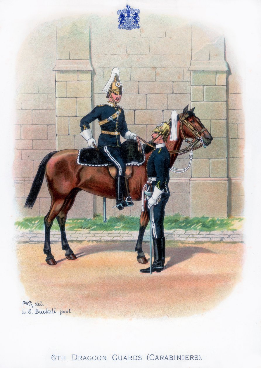 6. dragonyosgárda-karabinierek, 1915. alkotó: L. E. Buckell