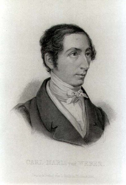 Carl Maria von Weber (1786-1826) német zeneszerző portréja (metszet) (f/w fotó) alkotó: L. Holle