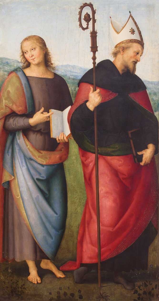 Evangélista Szent János és Szent Ágoston,1502 (olaj, vászon) alkotó: L. & Perugino P. (c.1450-1523) Signorelli