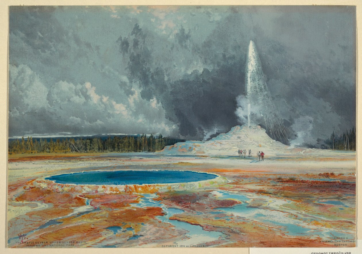 Nyomtatás, Castle Geyser, Felső Geyser-medence, Yellowstone Nemzeti Park alkotó: L. Prang and Company