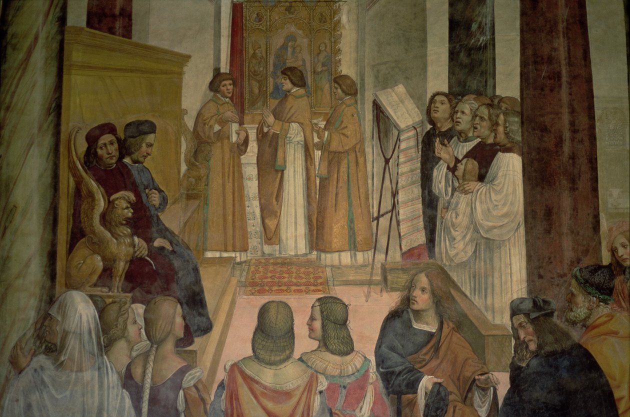 Kórusjelenet, Szent Benedek életéből alkotó: L. Signorelli