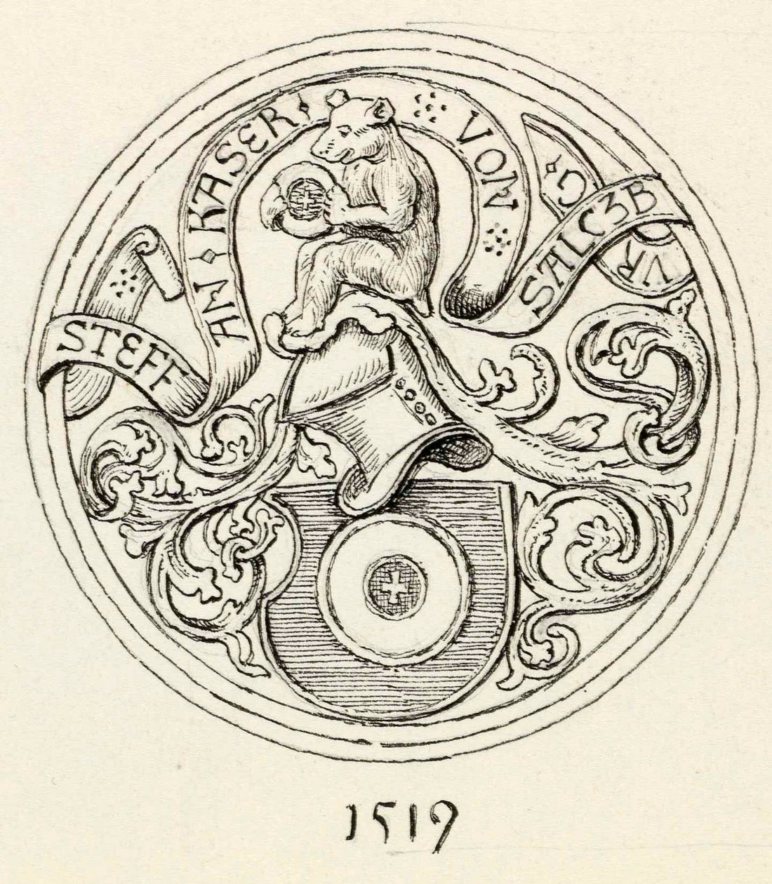 Az edény címere az 1519 -es év közösségéhez a Kranjska gorina -i templomból alkotó: Ladislav Benesch