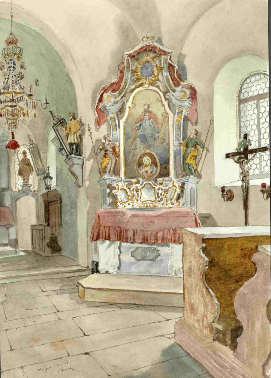 A Szent András templom belseje Podkoren-oldali oltáron. Miklavzan alkotó: Ladislav Benesch