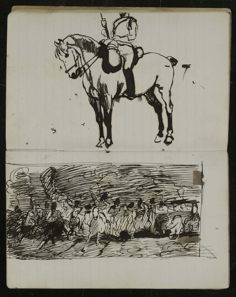 Tanulmány a waterlooi csatáról, előzetes vázlat a „Skócia örökké!” című olajfestményhez, 1880 körül alkotó: Lady Butler