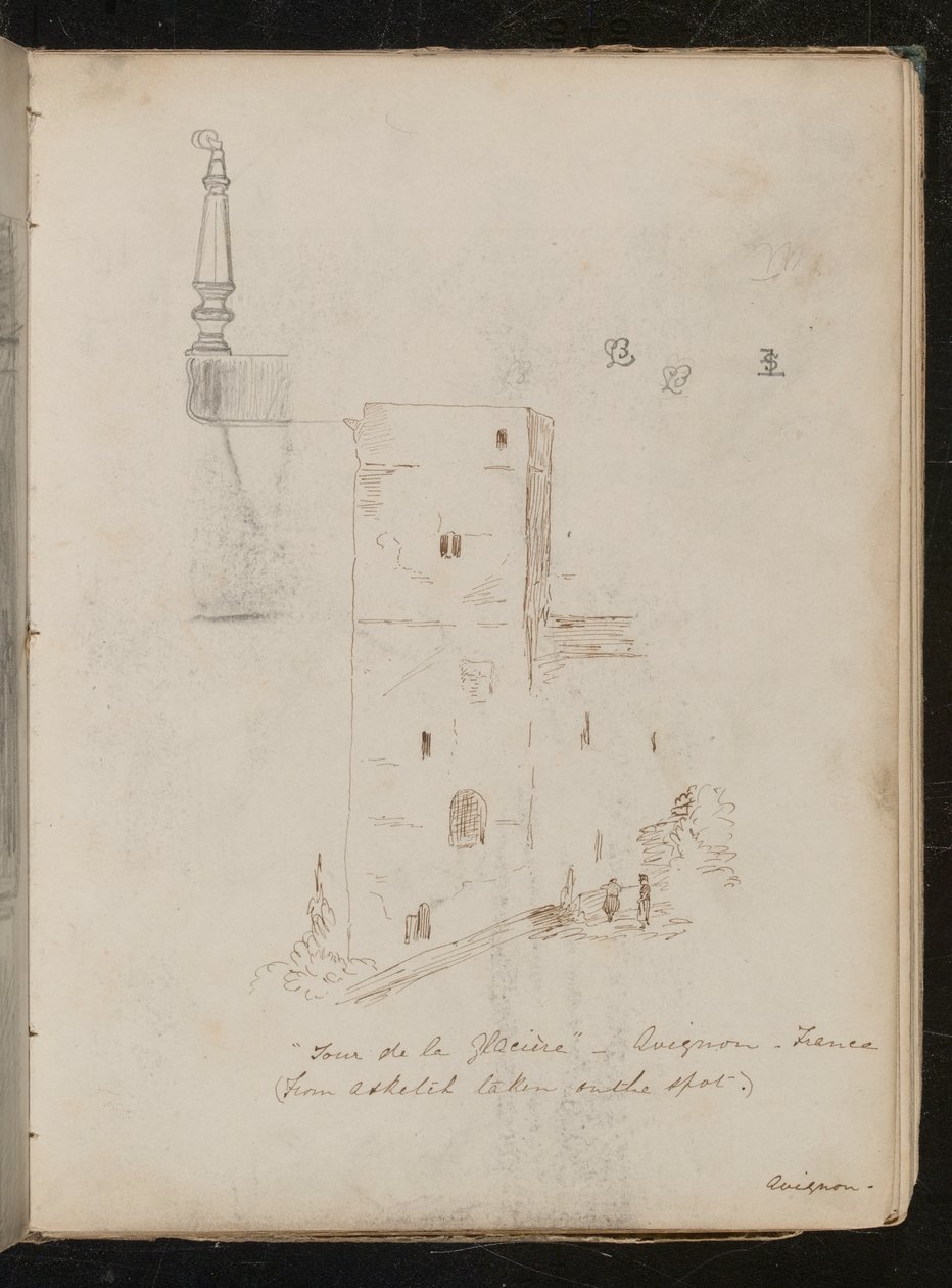 Tanulmány egy asztallábról, építészeti tanulmány, ?Tour de la glacine - avignon - Franciaország alkotó: Lady Butler
