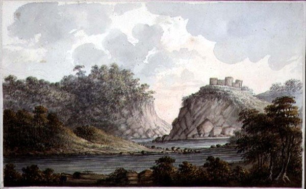 Tájkép romos kastéllyal, 1825 körül (akvarell, papír) alkotó: Lady Egerton
