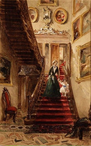 A lépcsőház, Grimstone (akvarell) alkotó: Lady Honoria Cadogan