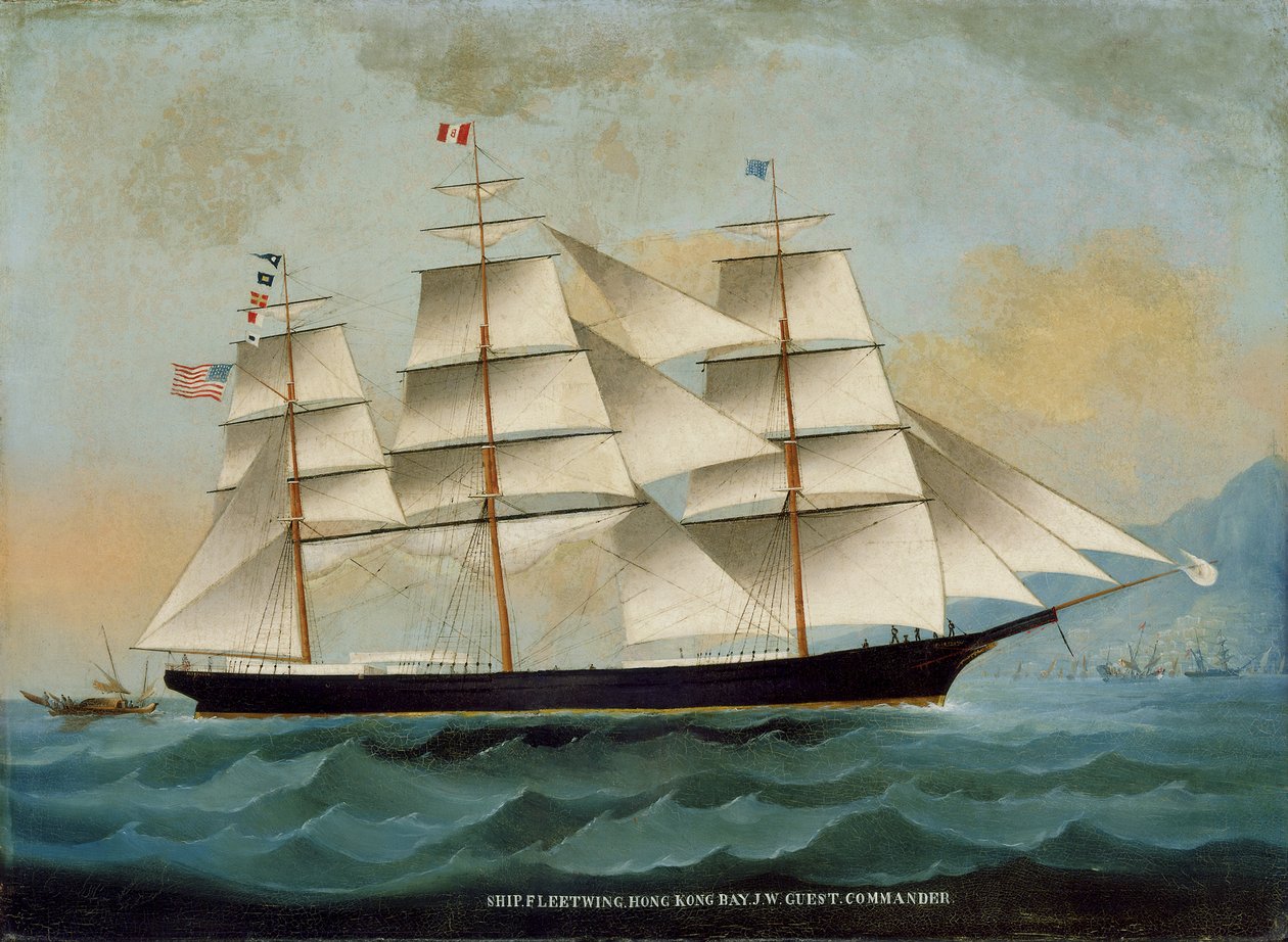 A Fleetwing hajó, Hong Kong-öböl, J. W. Guest, parancsnok alkotó: Lai Sung