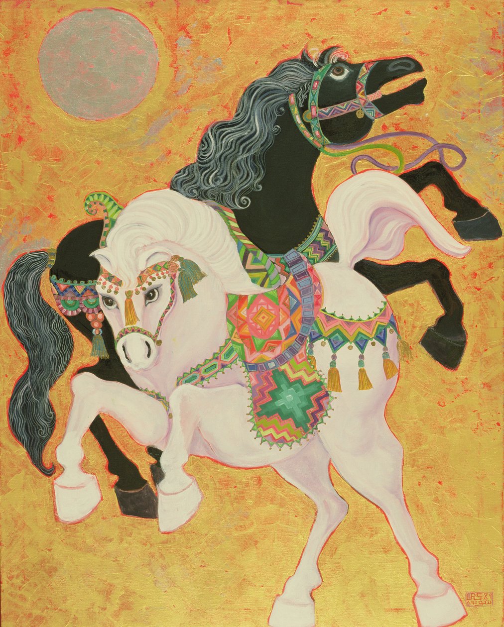 Antar és Abla, 1989 (akril, vászon) alkotó: Laila Shawa
