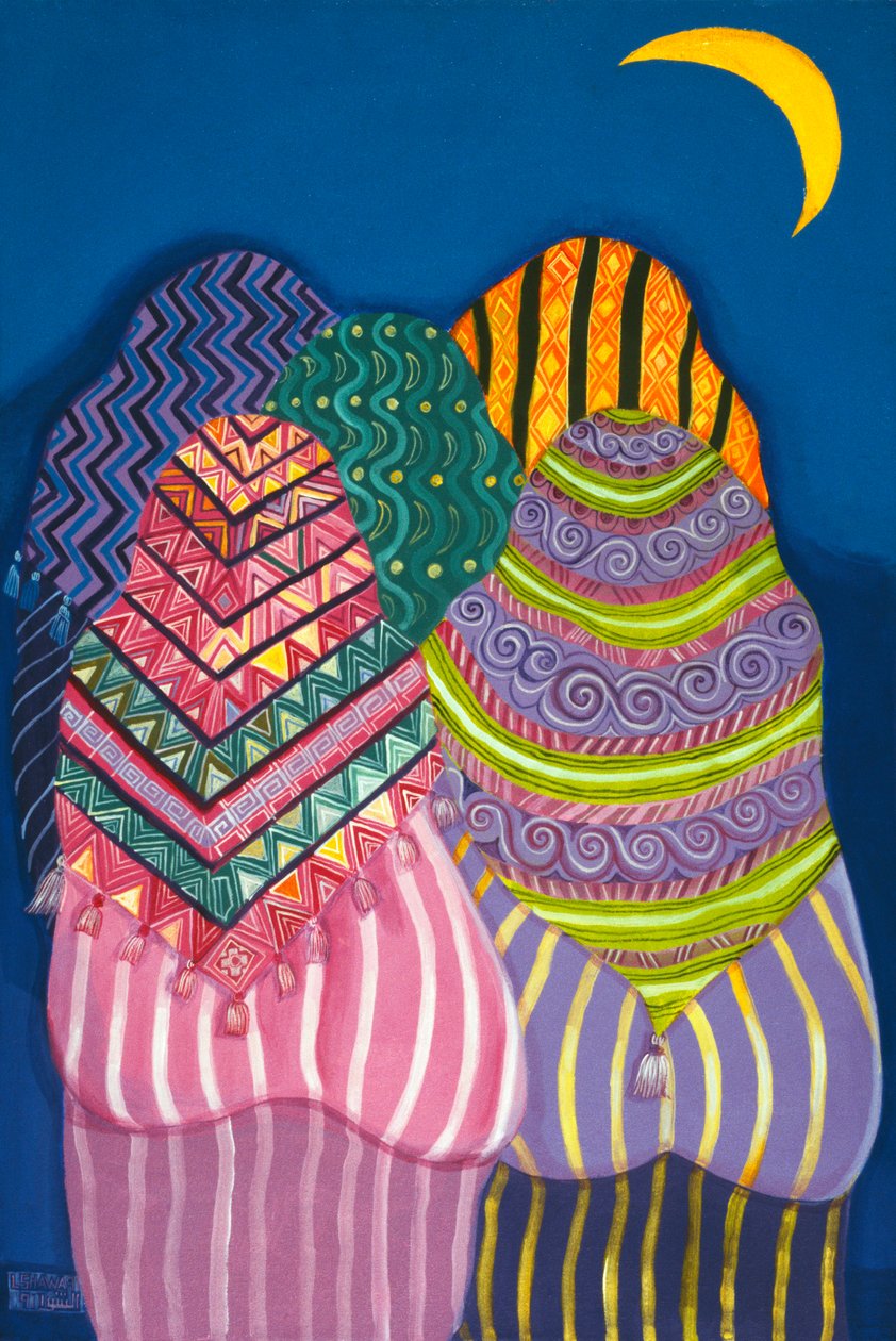 Bottoms in the Moonlight, 1990 (akril, vászon) alkotó: Laila Shawa