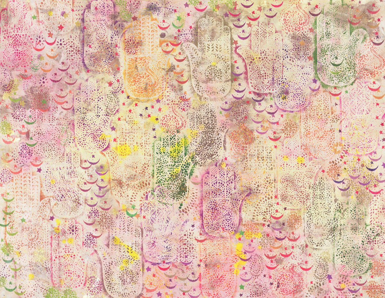 Fatima kezei, 1999 (akril papíron) alkotó: Laila Shawa