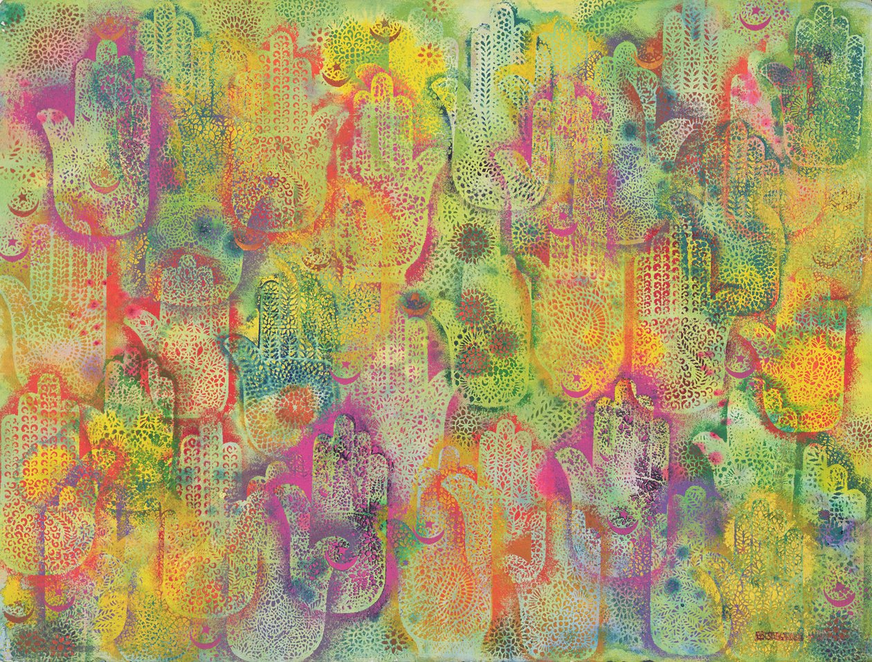 Fatima kezei, 1999 (akril papíron) alkotó: Laila Shawa