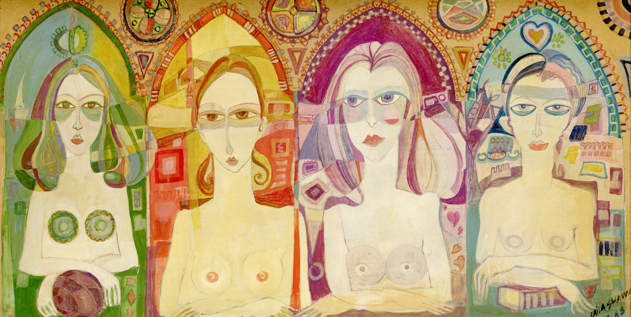 Ikon, 1970 (nyomóolajok a táblára) alkotó: Laila Shawa