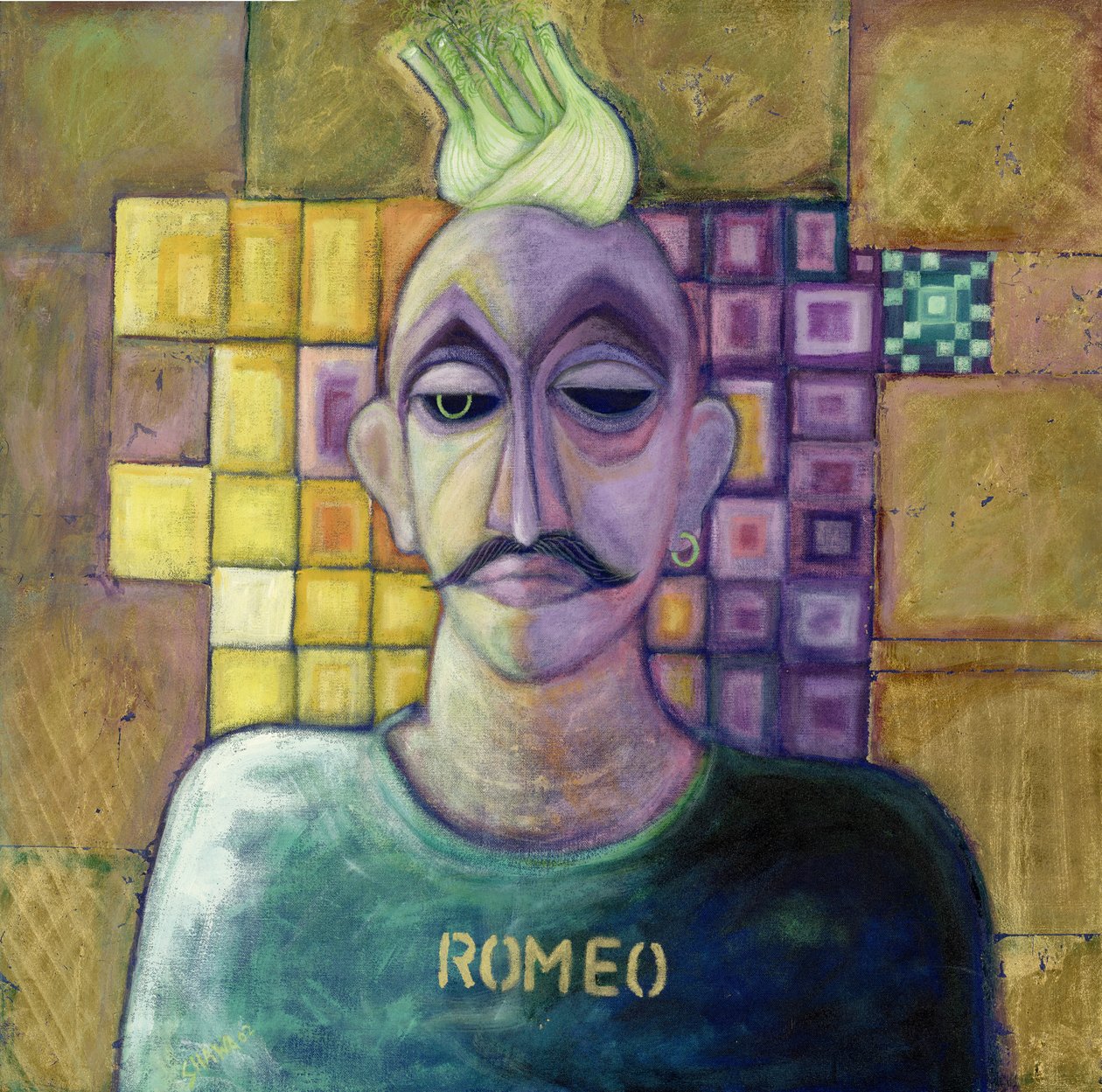 Rómeó, 1970 (akril és fém levél, vászon) alkotó: Laila Shawa