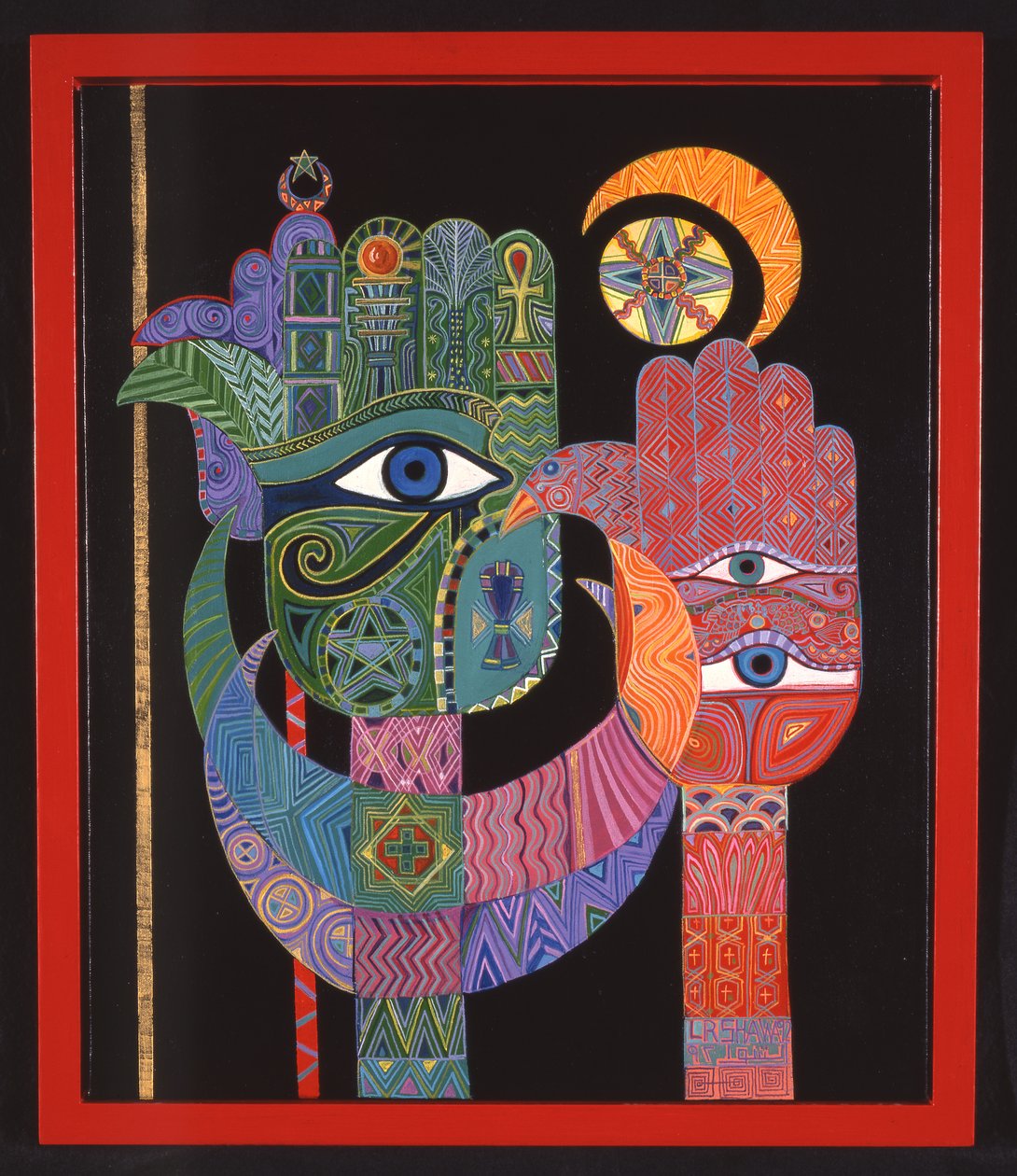 Szimbólumok, 1992 (akril, vászon) alkotó: Laila Shawa